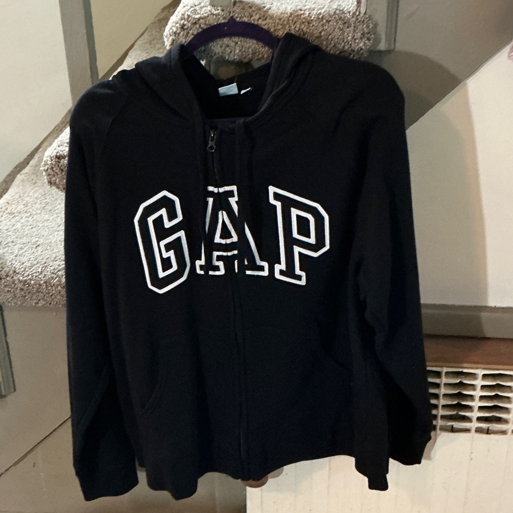 GAP Black Zip-Up Hoodie with Logo
